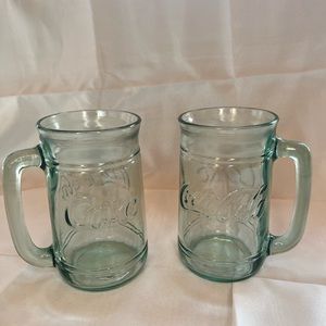 Pair of vintage 16 oz Coca Cola glass mugs